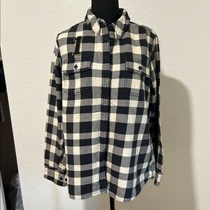 Harley-Davidson Black and White Plaid Back Logo Shirt